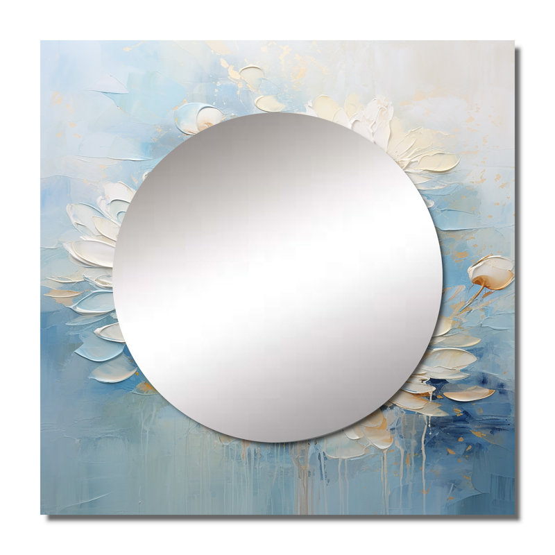 Eveque - Décor de miroir mural carré blanc et bleu pour choristes, 23 po x 23 po