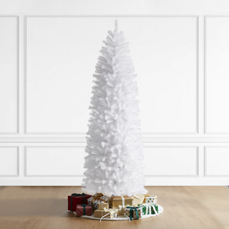 White Pencil Tinsel Artificial Christmas Tree, 7.5ft