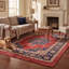 Tapis Myrtle Traditional Medalle de style persan, bleu marine, orange, or, vert, crème, ivoire, lavable à la machine, antidérapant, à poils courts, idéal pour l'intérieur et l'extérieur, adapté aux animaux de compagnie, pour salon, chambre, salle à manger, entrée, couloir, bureau-646703461