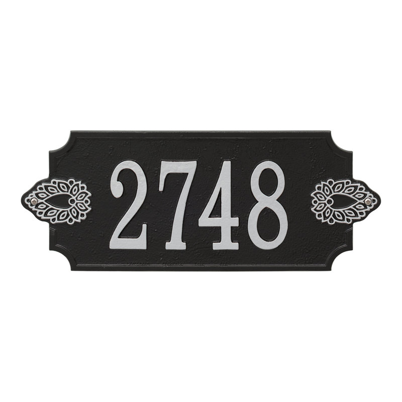 Plaque d'adresse murale personnalisée 1 ligne Sofia, Noir / argent, Oui