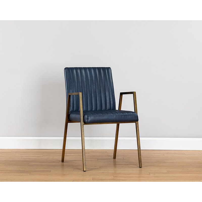 Tasoula 18.5'' H Faux Leather Upholstered Armchair - Blue