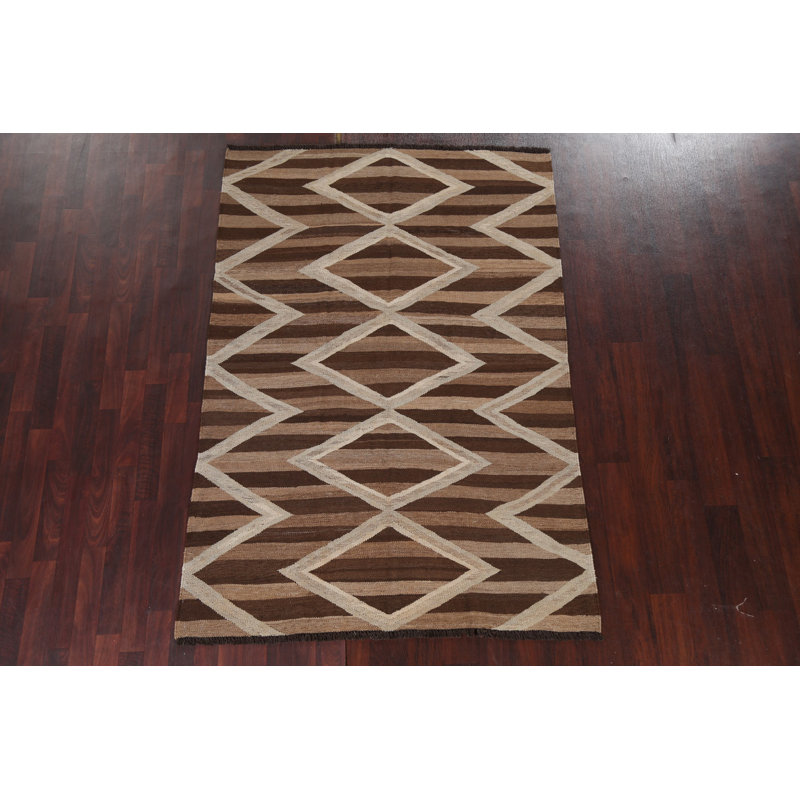 Tapis tribal en laine fabriqué à la main à teinture naturelle 5 x 7
