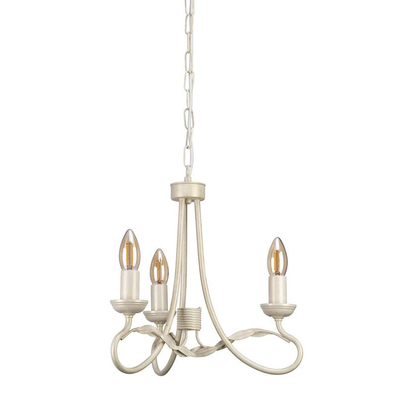 Bardell 3 - Light Candle Style Chandelier, Ivory and Gold
