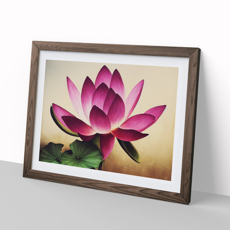 Unique Lotus Flower - Framed Print, 34cm H x 46cm W x 2cm D, Walnut