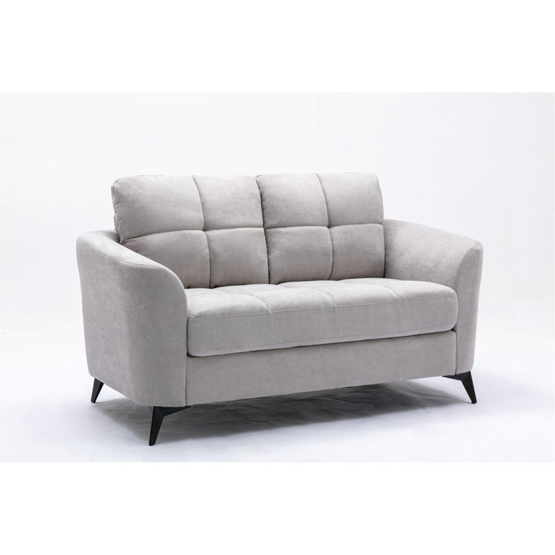 Mashad Loveseat, Upholstered Sofa with Metal Legs, Light Gray, 35" H x 60" W x 33" D