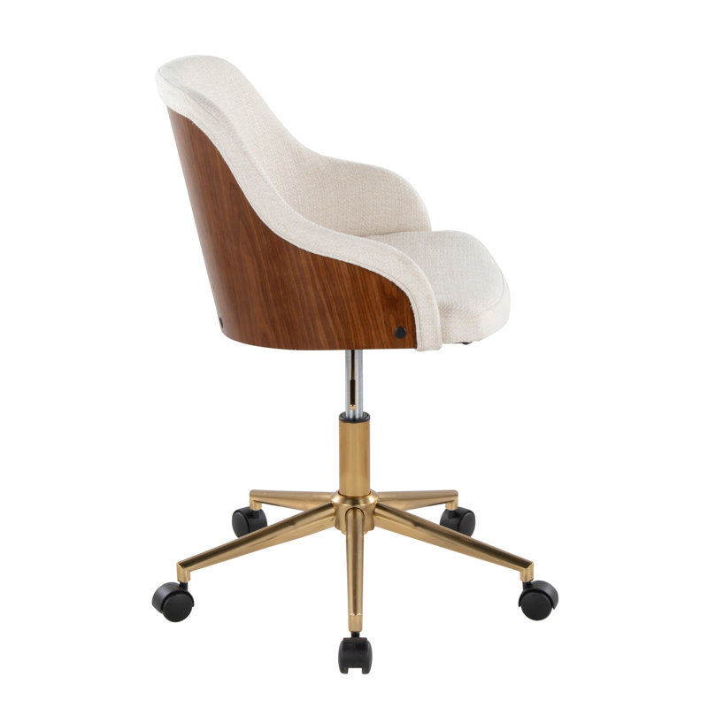 Hackler Fabric Office Chair, Cream, Gold