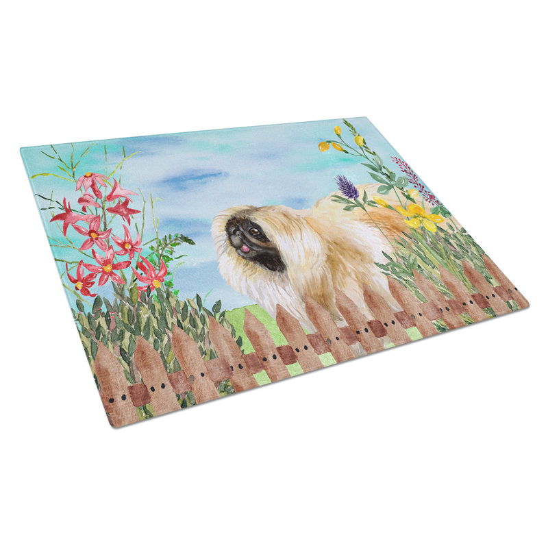 Planche à découper à ressorts en verre trempé caroline, Pékinois
