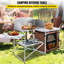 Cuisine extérieure à 2 niveaux avec sac à fermeture à glissière, table de cuisson pliante portative pour barbecue