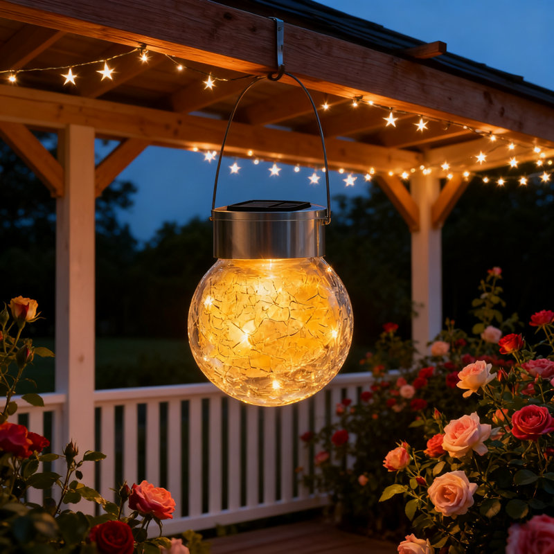 Lumière solaire d'extérieur en verre craquelé