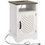 Table d'appoint rustique en bois avec charge - blanc et chêne, table de chevet Options de rangement pratiques
