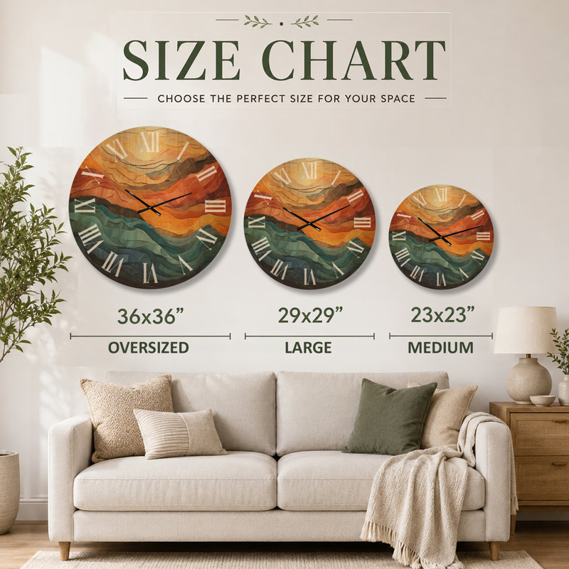 Horloge murale Coral Teal Bold Mountains, Oversized