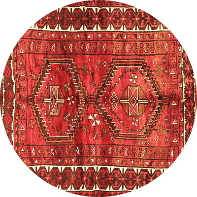 Tapis oriental en laine / polyester tissé à la machine en rouge / brun / orange