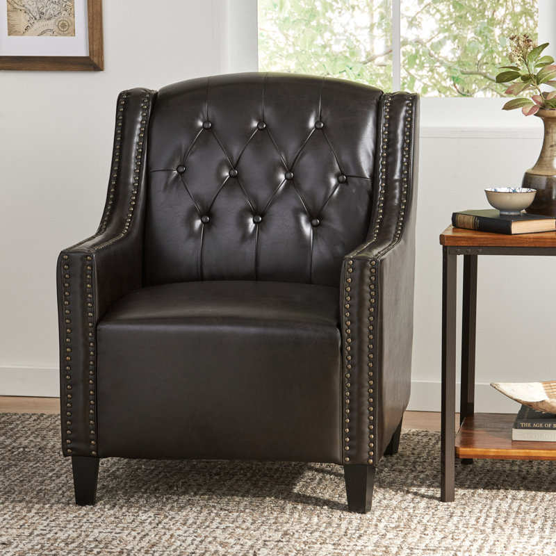 Fauteuil club 29,53 po Liby, Similicuir brun espresso