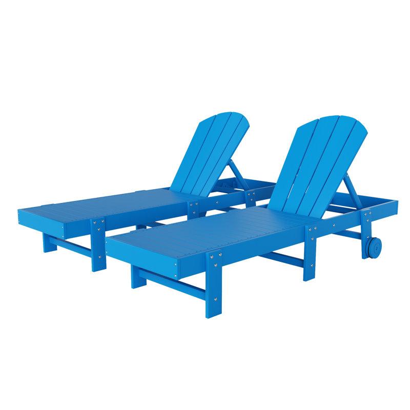 Ensemble de chaises longues inclinables extérieures en poly Lagune, Bleu pacifique