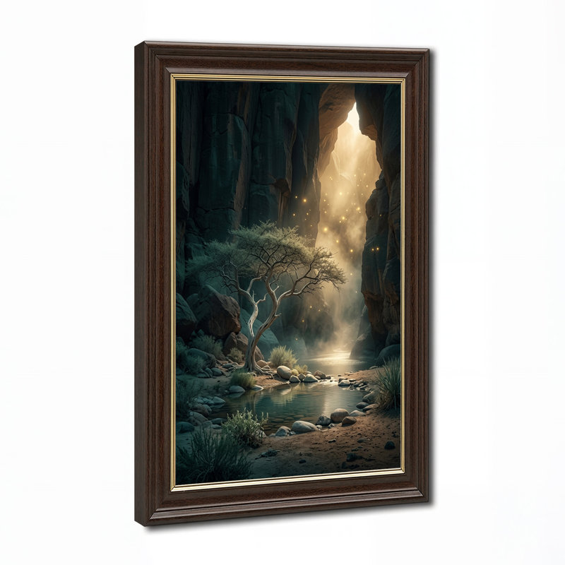 «Gnarled Tree in Rocky Canyon» avec art doré sur toile, H 18 po x l 12 po
