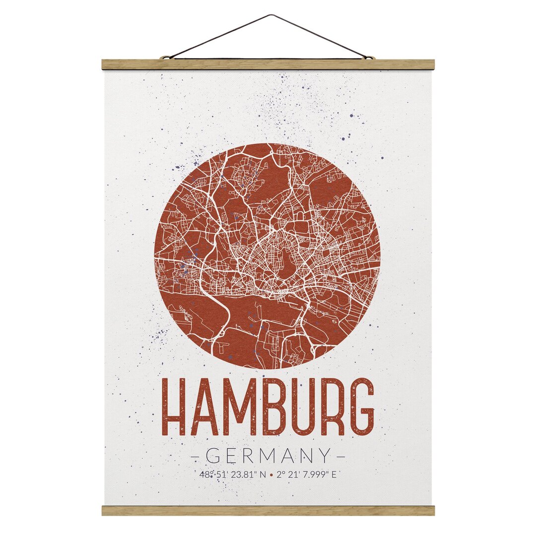 Stoffbild Stadtplan Hamburg - Retro