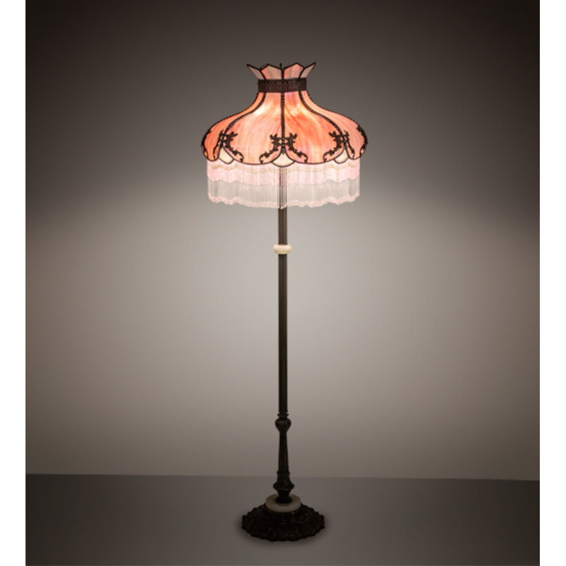 Greenbriar Oak Floor Lamp, White/Pink/Craftsman Brown