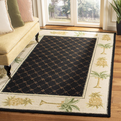 Tapis géométrique en laine crocheté à la main Hogle