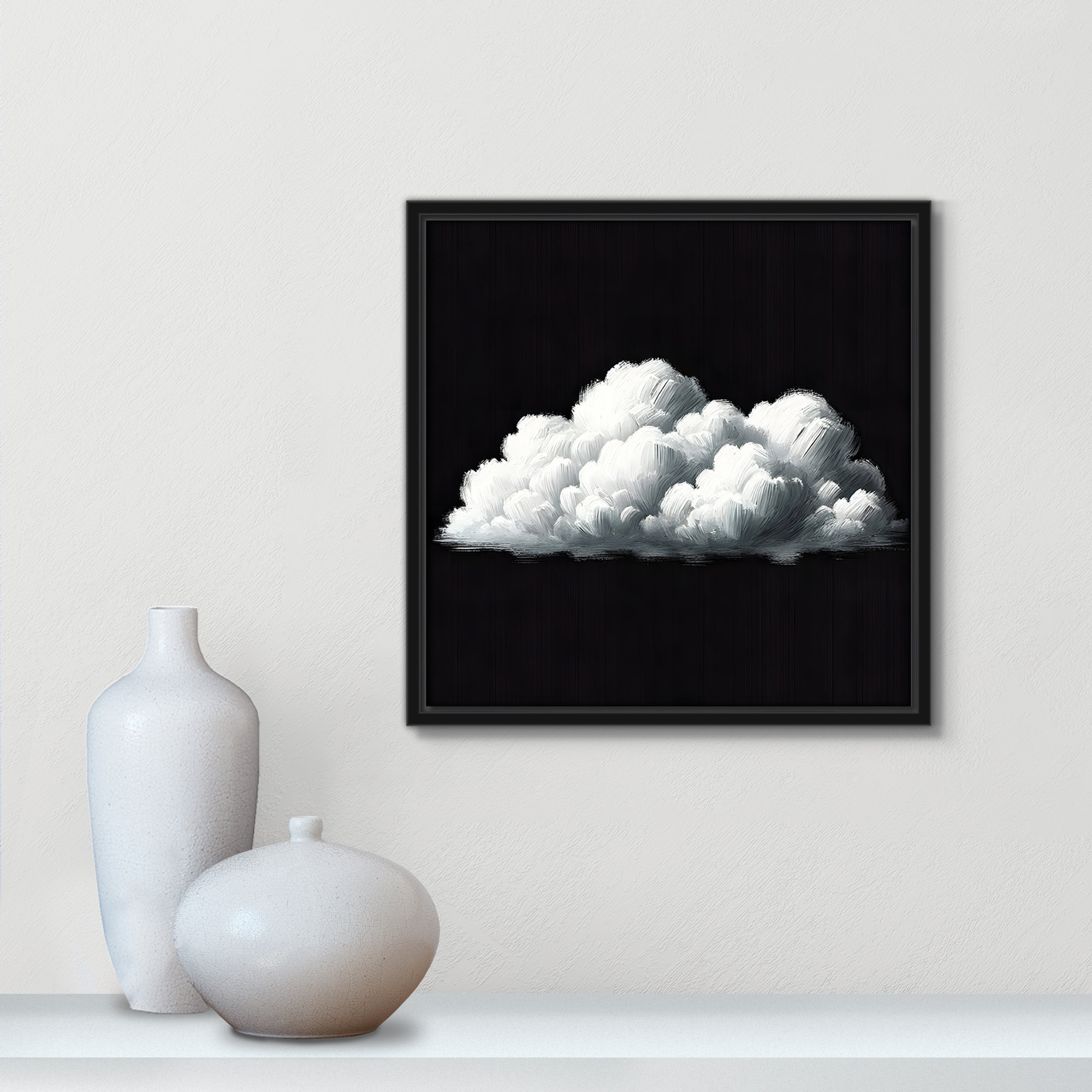 White Clouds Print by , 13.5" H x 13.5" W, Black