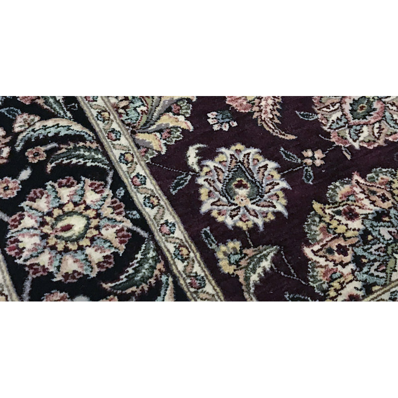 Wool Oriental Area Rug in Wine/Black/Yellow/Green
