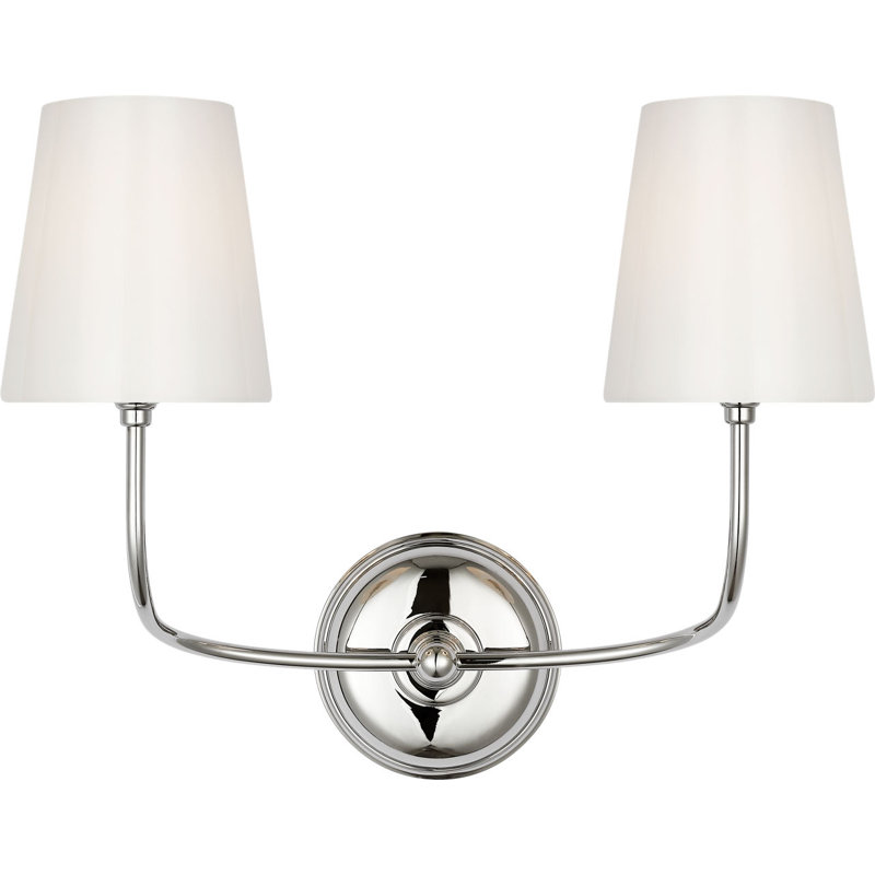 Vendome Double Sconce with White Glass, Polished Nickel