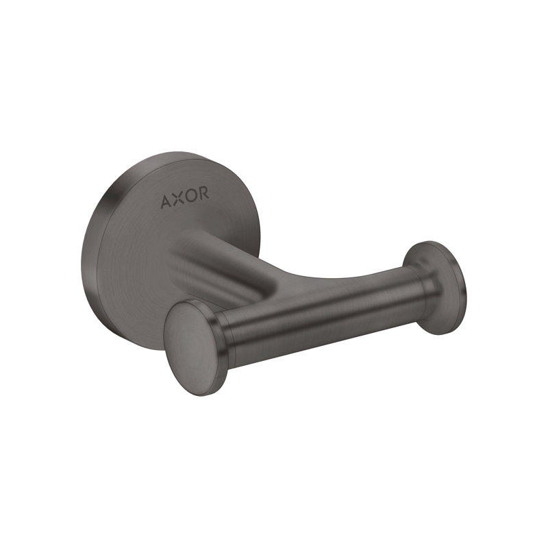 Universal Circular Double Robe Hook, Brushed Black Chrome