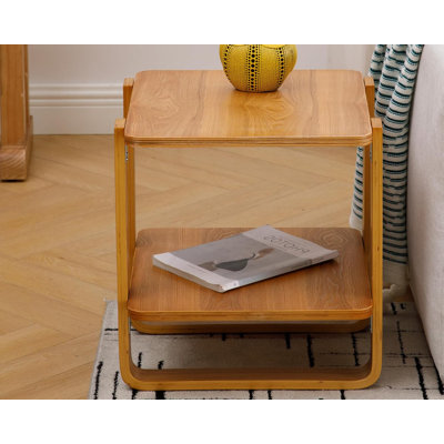 Table d'appoint à plusieurs niveaux avec pieds en bois massif naturel