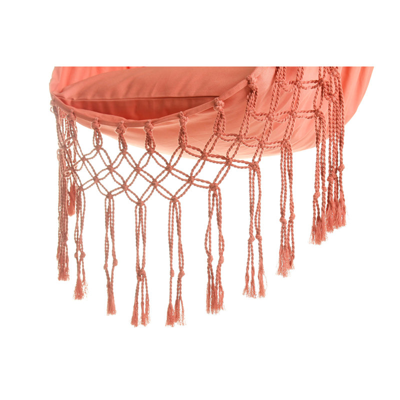 Macrame Fringe Chair Hammock, Coral