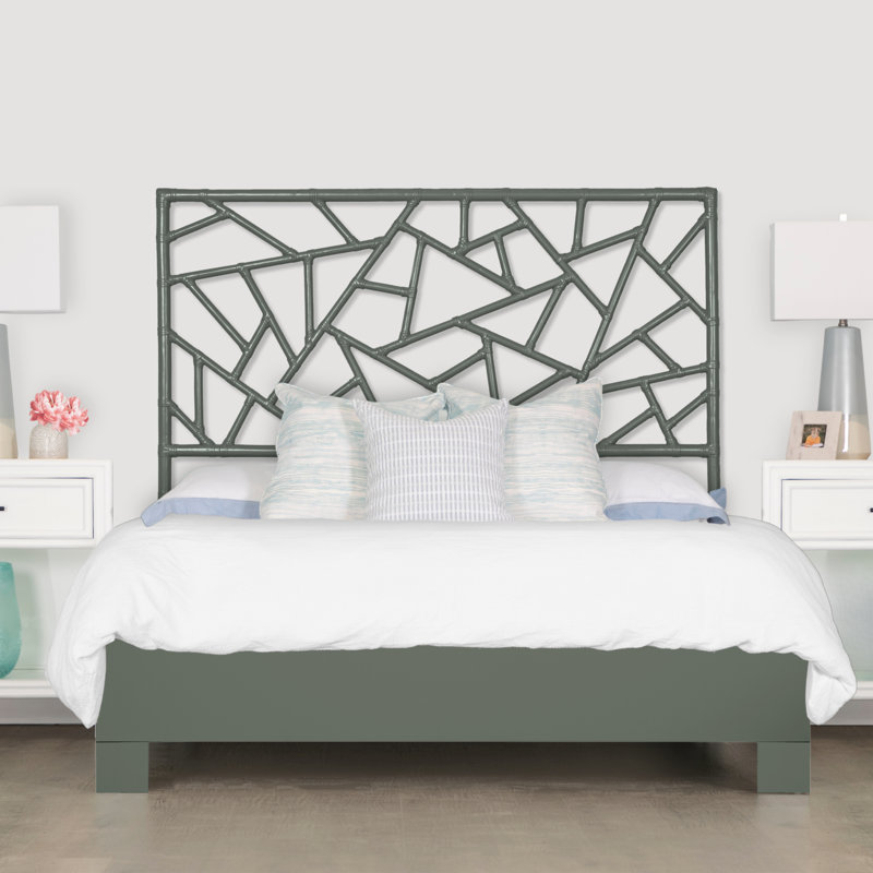 Tiffany Wicker/Rattan Open-Frame Headboard, King, Evergreen