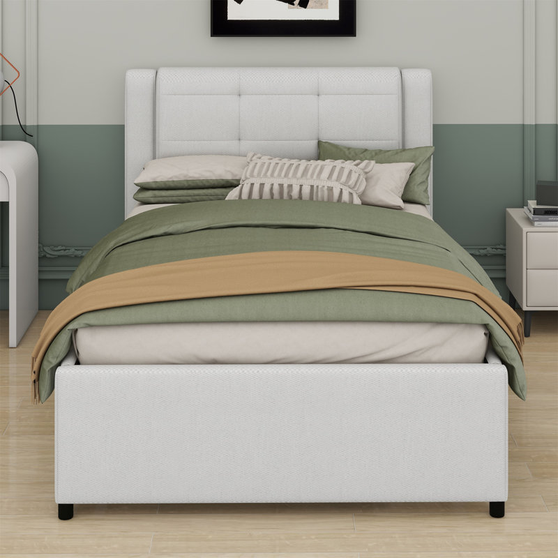 Upholstered Panel Bed, Beige