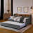 Twin size sofa bed with three LED lights, adjustable headboard with storage-556764584