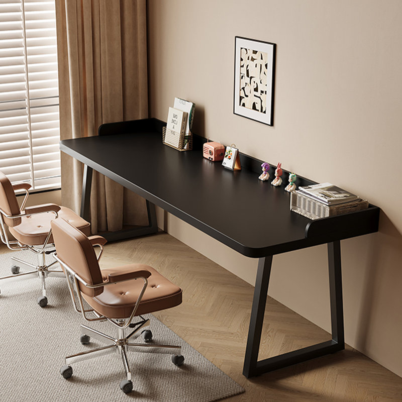 Bureau d'écriture rectangulaire en bois massif noir, Noir, H 29,53 po x l 78,74 po x P 31,5 po