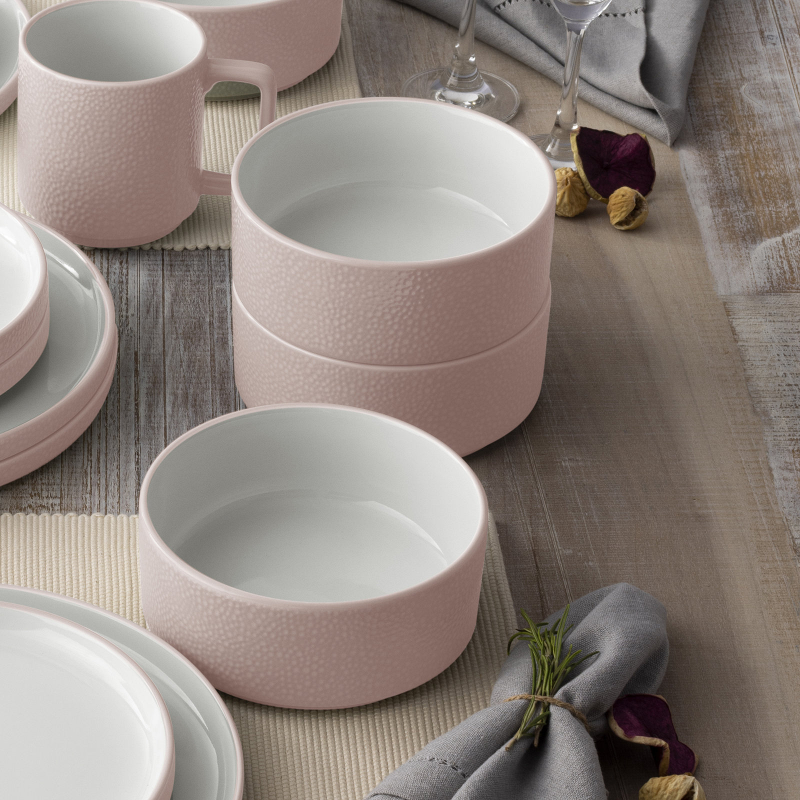 Colortex Stone Porcelain Cereal Bowl, Blush
