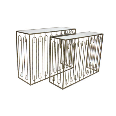 Bigvai 107cm Glass Top Console Table