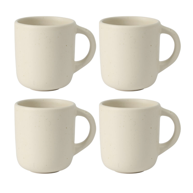 Bloomhouse Corcisa Clay 4 Piece Mug Set, Sea Salt White