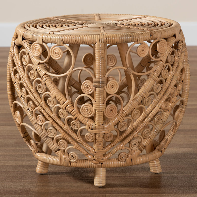 Charnjeet 18.5'' Rattan Tall Pedestal End Table