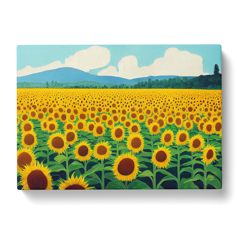 Delightful Sunflower Field - Wrapped Canvas, 40cm H x 60cm W x 3cm D