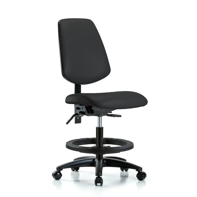 Agnes Vinyl Drafting Chair, Black, Casters, Included
