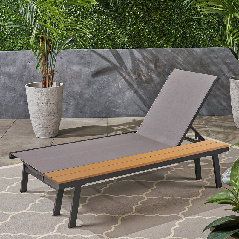 CHAISE Longe avec table d'appoint en bois, 1 pièce, (62756.00BLK)