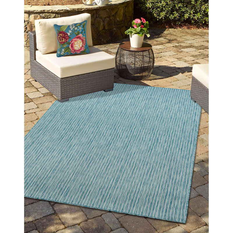 Aqua Floral Square Indoor/Outdoor Throw Pillow
