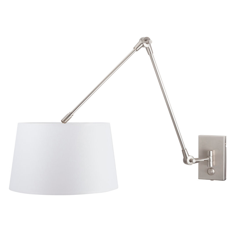 Sakamoto Steel Plug-in Swing Arm Sconce, White, 38" H x 30" W x 90" D