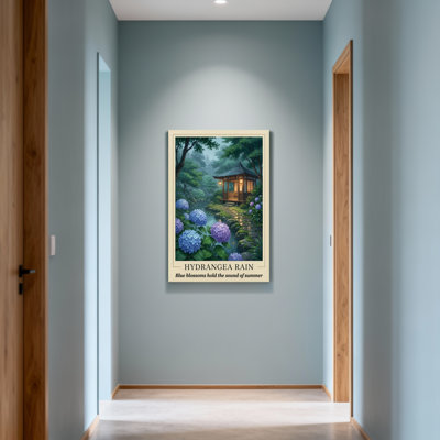 Landscape  Nature Hydrangea Rain Garden Scene With Blossoms