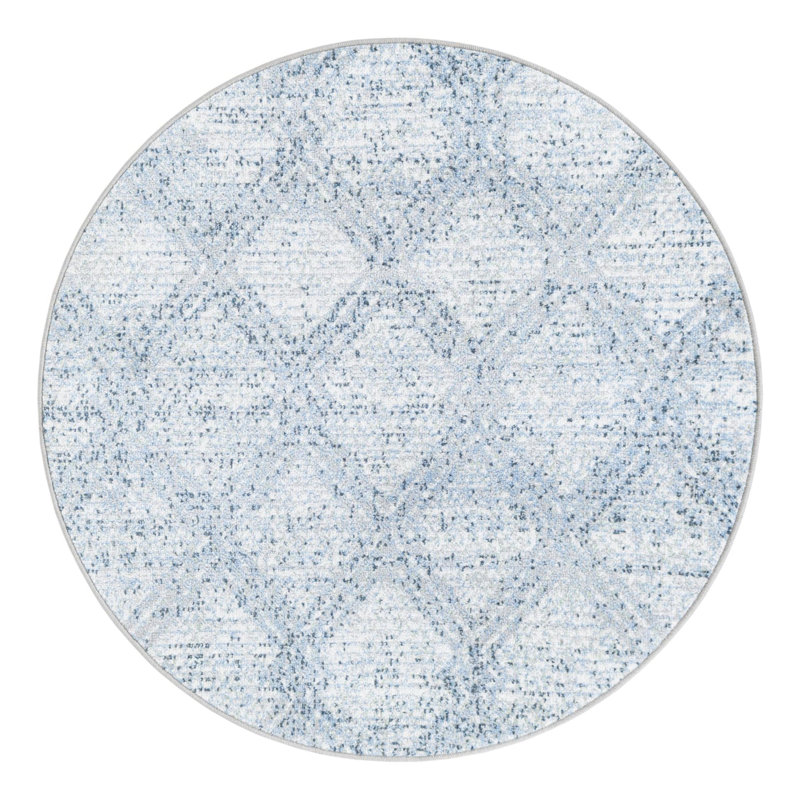 Langley Street® Modern Trellis Massie Rug, Round 7'10", Light Blue
