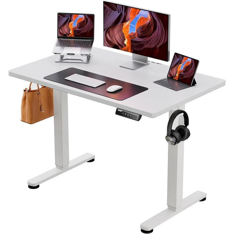 Adjustable Computer Desk, White