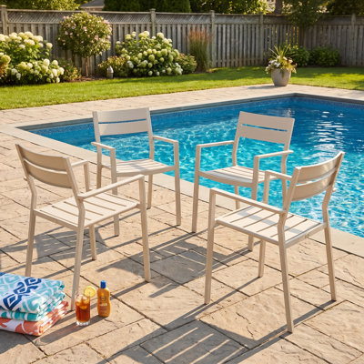Rilynn Outdoor Patio Stackable Metal Dining Chairs