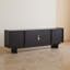 Meuble télé rétro en bois massif noir-315042