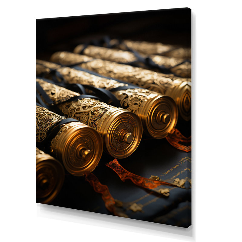 Dheneb Hebrew Hebrew Scrolls Of Wisdom, reproduction d'art sur toile encadrée, H 32 po x l 16 po x P 1 po, Toile tendue