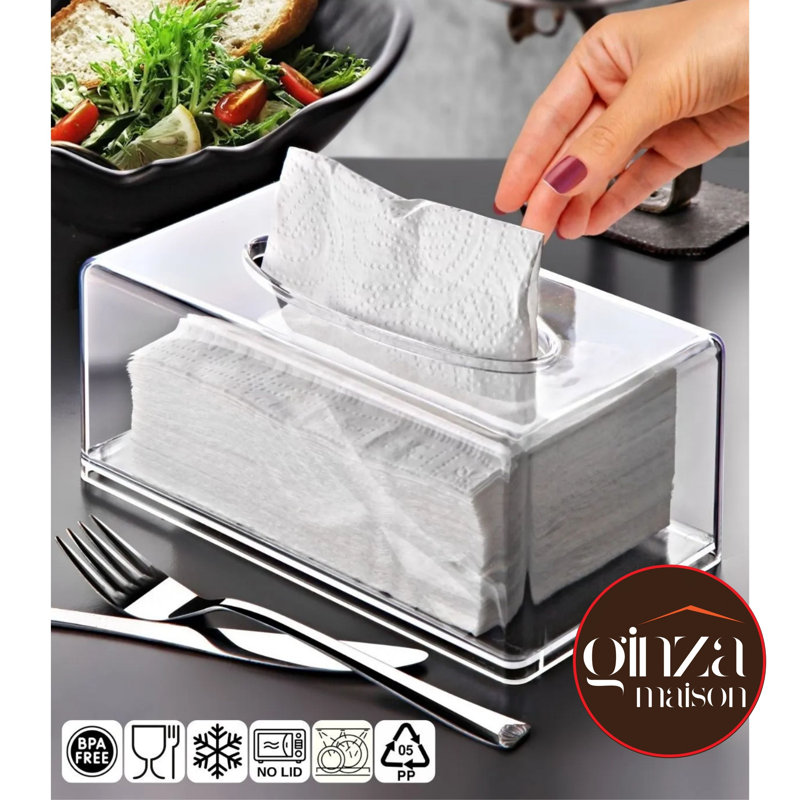 Housse pour boîte à mouchoirs transparente Ginza Maison - Porte-mouchoirs, couvre-boîtes rectangulaires, distributeur de serviettes de table