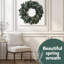 Couronne d'eucalyptus préservée 26 po pour porte d'entrée - Grande verdure naturelle au toucher véritable, décoration intérieure printanière, estivale et automnale écologique