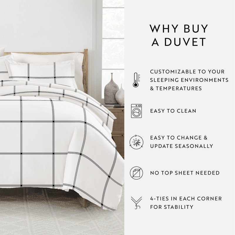 Plaid Pattern Duvet Cover Set, Queen